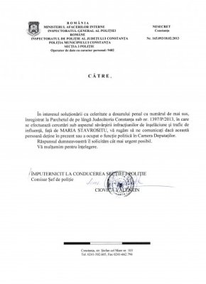 Fostul deputat Maria Stavrositu, reclamat pentru trafic de influenţă - vezi document!